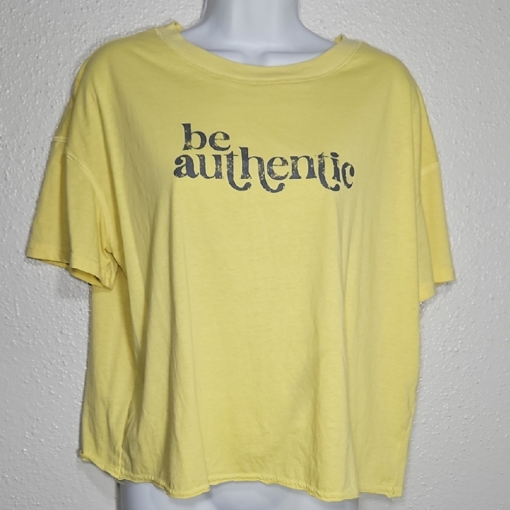 Joyspun Be Authentic Oversized Yellow Graphic Crop Short sleeve Tee M(8-10)